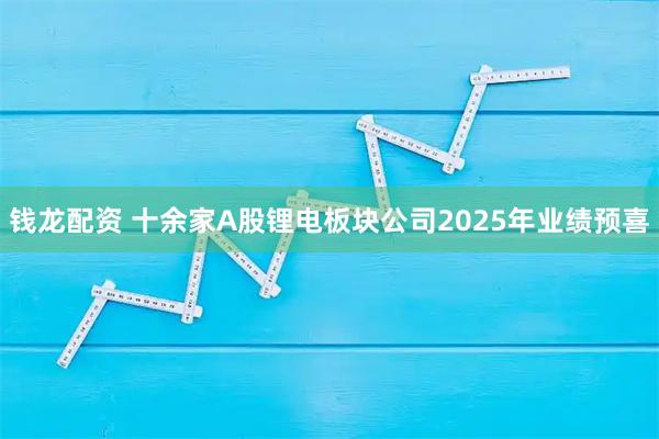 钱龙配资 十余家A股锂电板块公司2025年业绩预喜